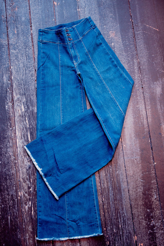 Wide Leg Denim Jeans in Medium Wash