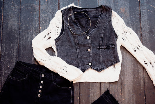 Crochet Crew Neck Loose Fit Sweater