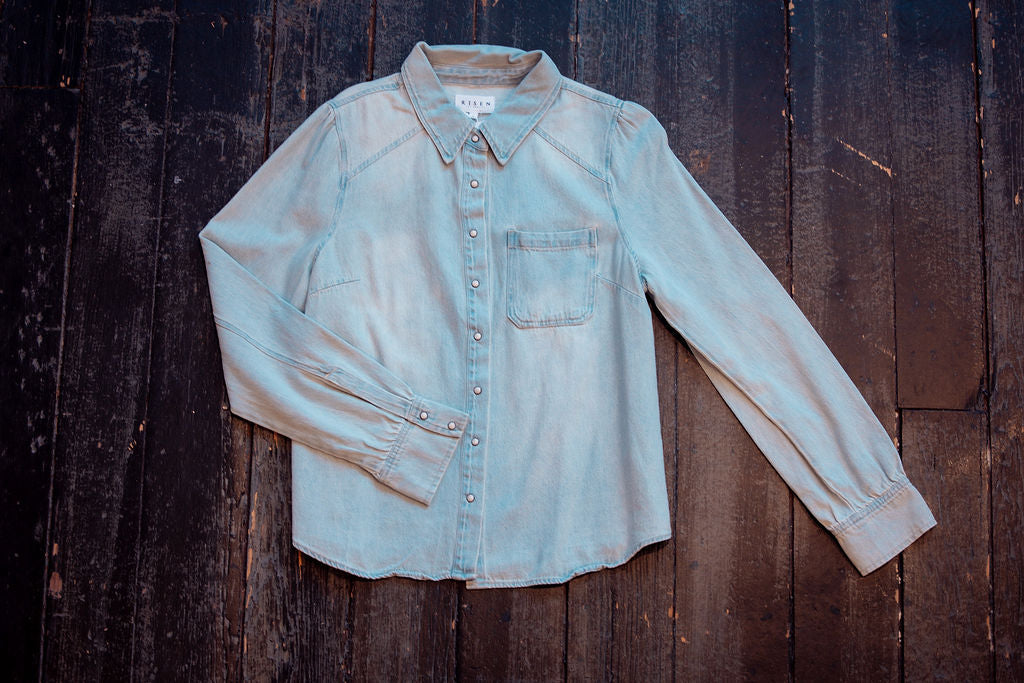Risen: Long Sleeve Denim Look Button Down