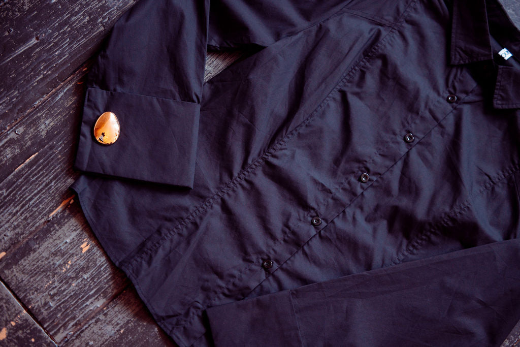 Long Sleeved Loose Buttoned Lapel Blouse Top