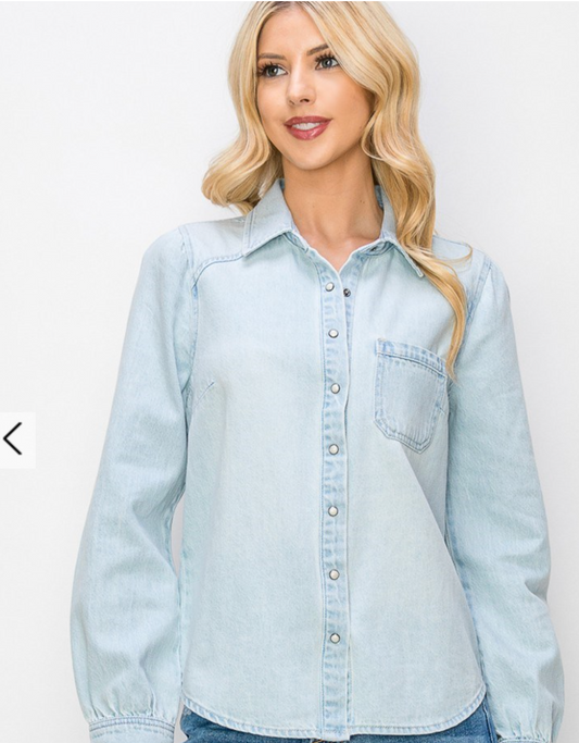 Risen: Long Sleeve Denim Look Button Down