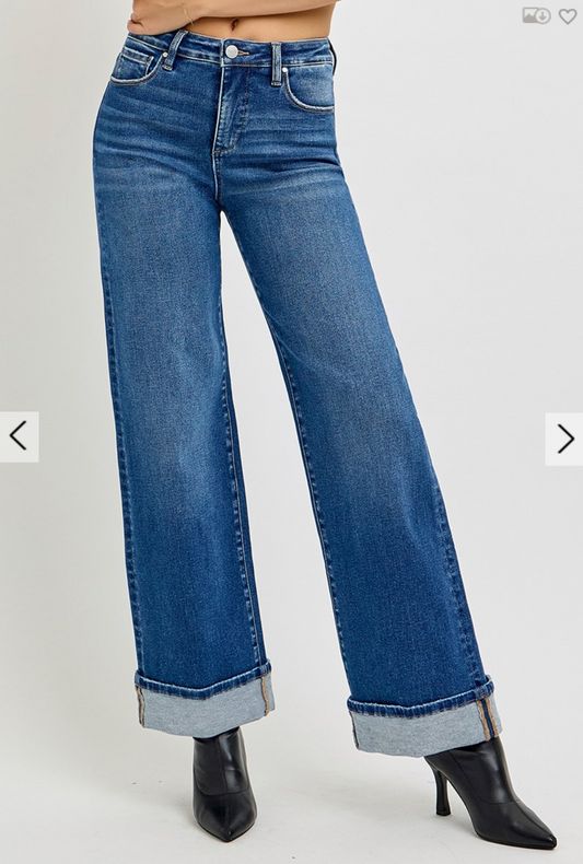 Risen: Dark Wash Cuff Jeans