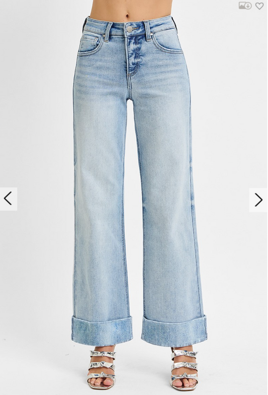 Risen: Light Wash Cuffed Jeans
