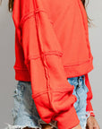 Solid Cropped Sweatshirt: Red