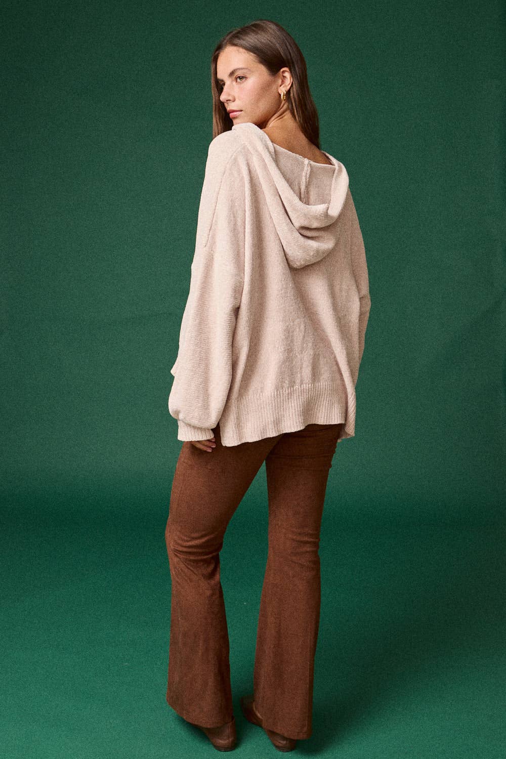 Oversized Button-Up Knit Sweater: MOSS GREEN