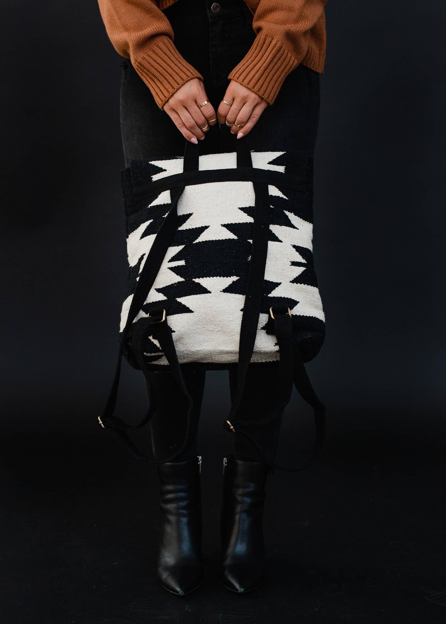 Black & Cream Aztec Backpack