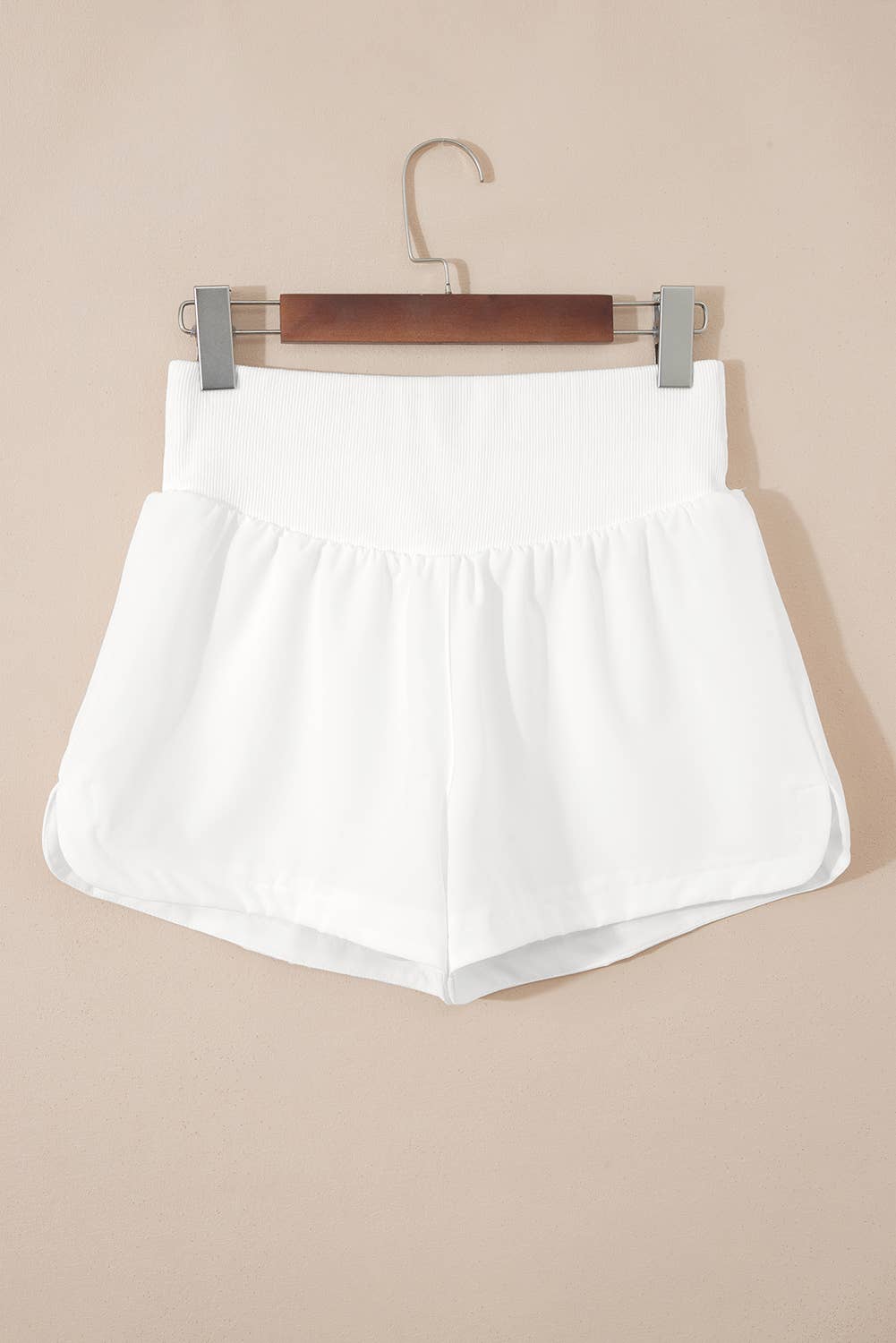 Ribbed Patchwork High Waist Athletic Shorts