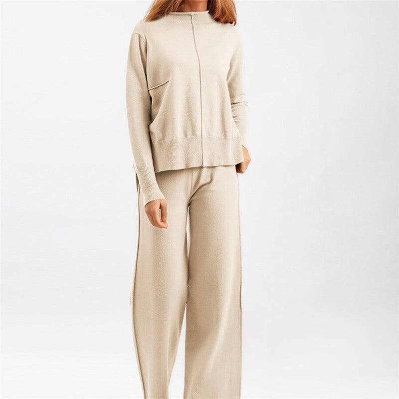 Casual Loose Sweater Wide Leg Pants Set