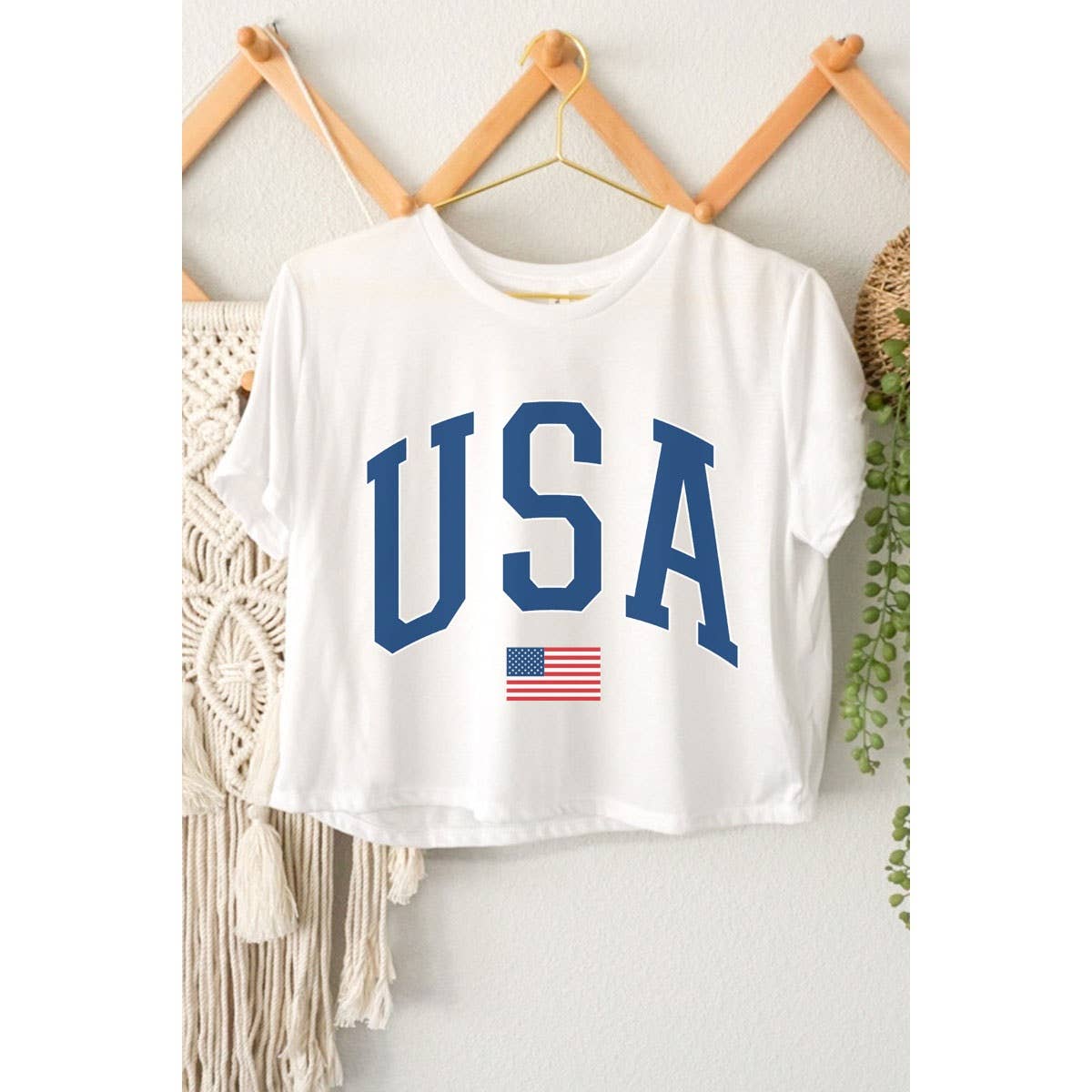 USA AMERICA FLAG GRAPHIC CROP TOP