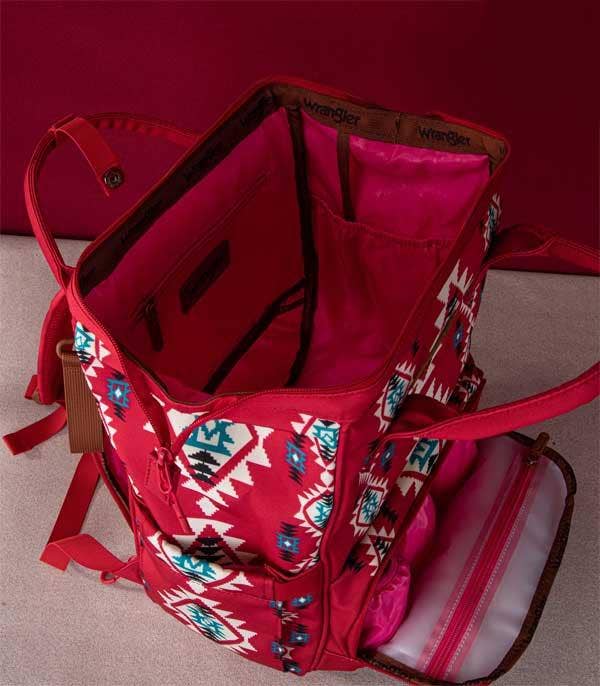 Wrangler Aztec Multi Function Backpack: Red