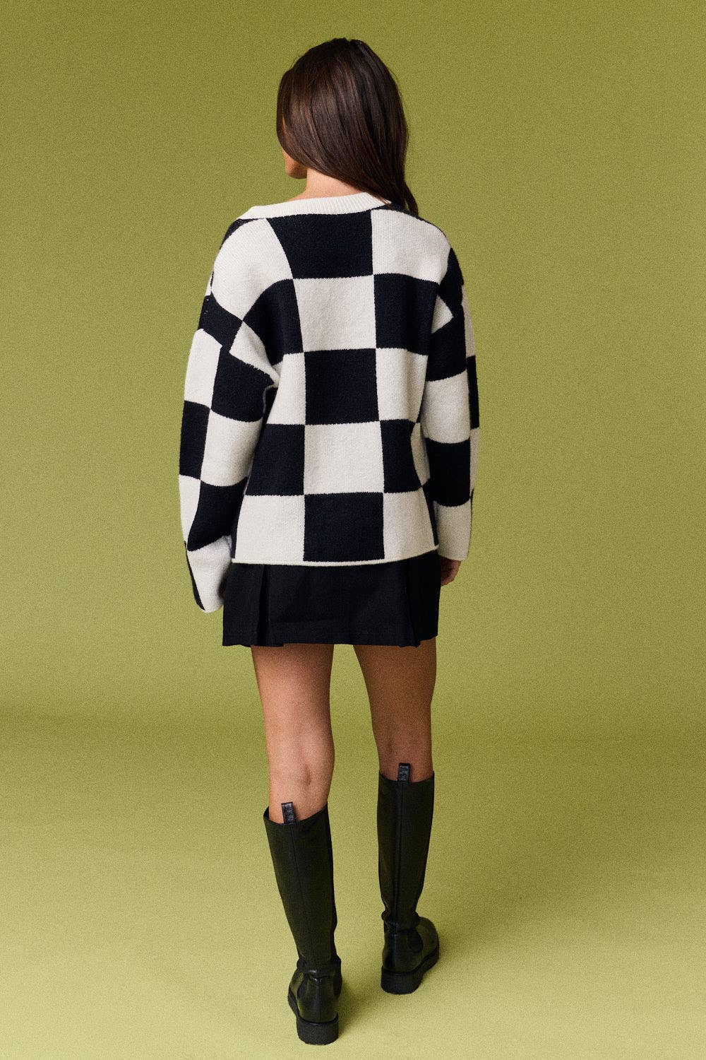 Brooke Campus Cardigan: BLACK/WHITE