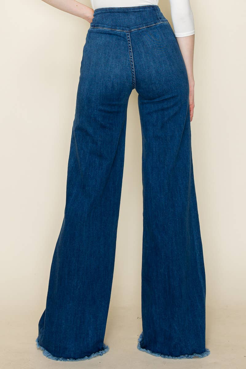 Wide Leg Denim Jeans in Medium Wash