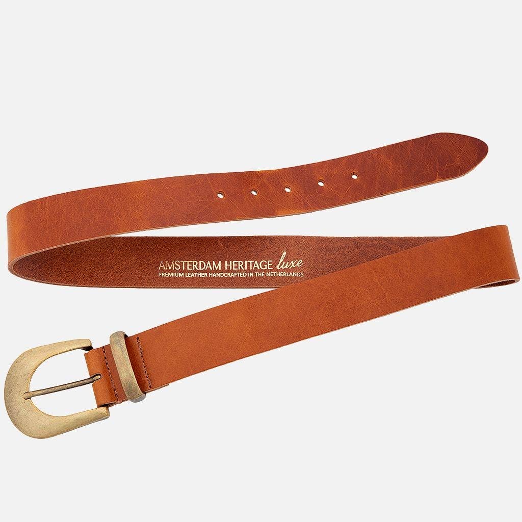 MADE TO ORDER Andrea |  Gold Buckle Leather Belt Women: Wine