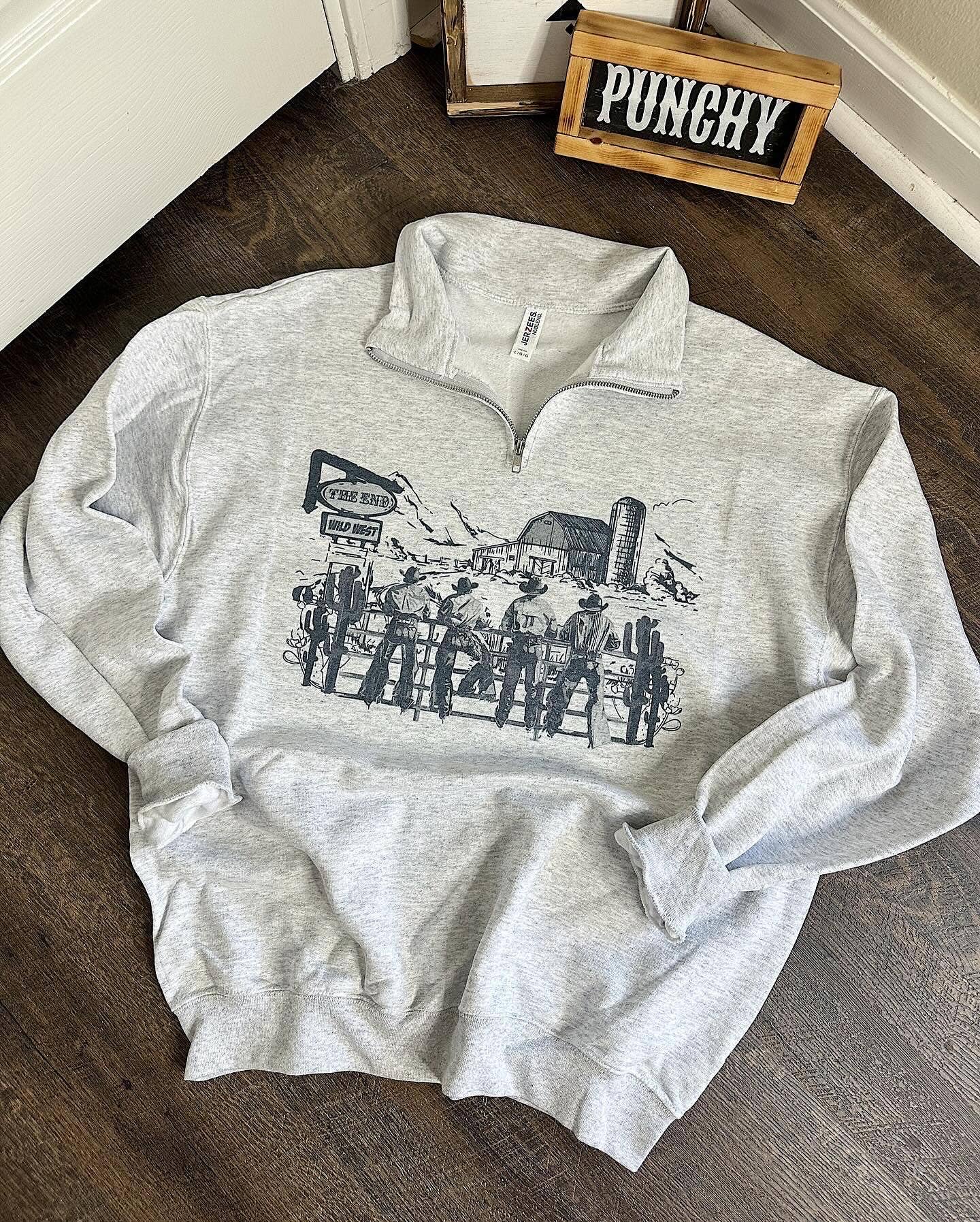 The Cowboy Scene Quarter Zip: White