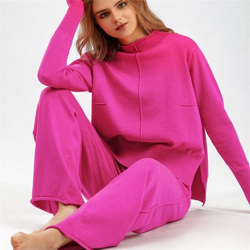 Casual Loose Sweater Wide Leg Pants Set