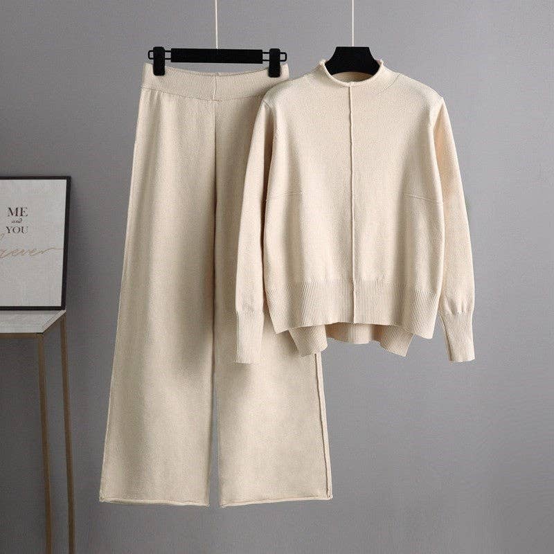 Casual Loose Sweater Wide Leg Pants Set