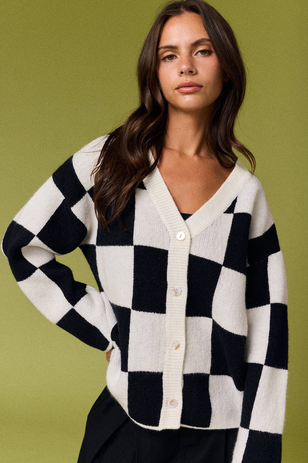 Brooke Campus Cardigan: BLACK/WHITE