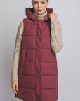 Hooded Long Quilted Puffer Vest: BLACK