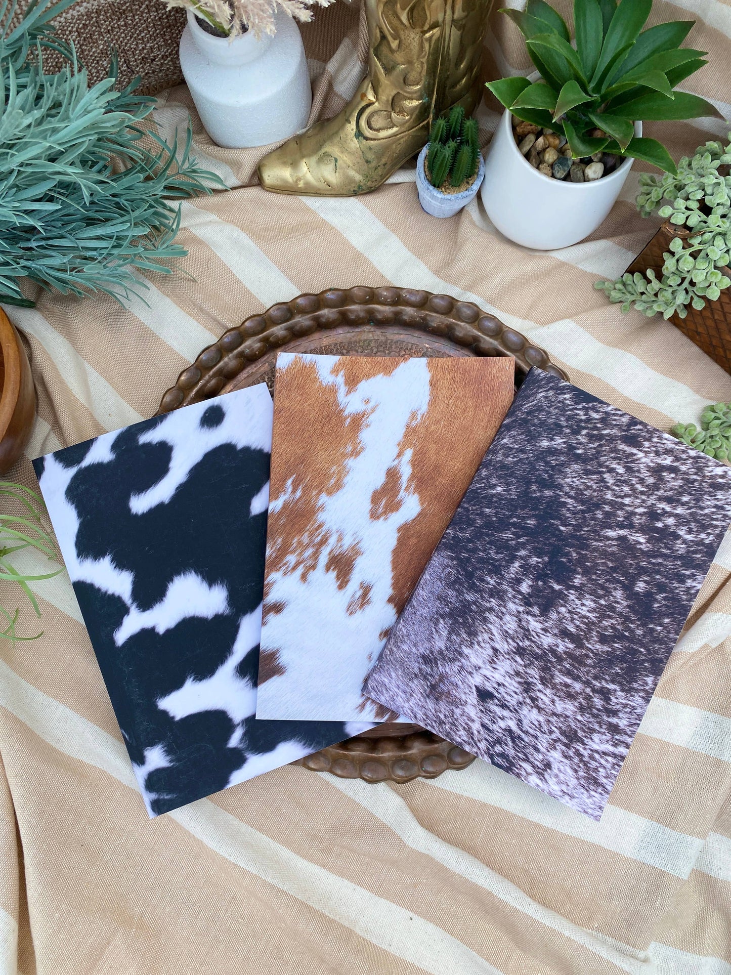 Blank Lined: Cowhide Journal: #3 black and white speckled