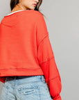 Solid Cropped Sweatshirt: Red