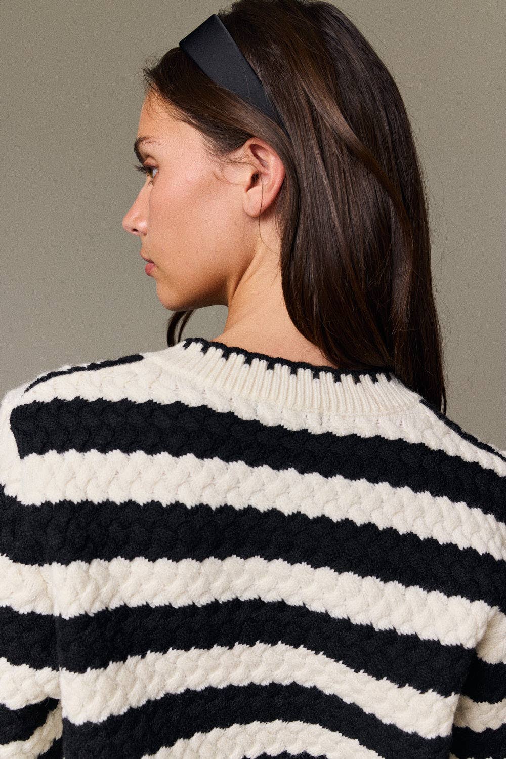 PC18520 - Mia Striped Cardigan: Black/White