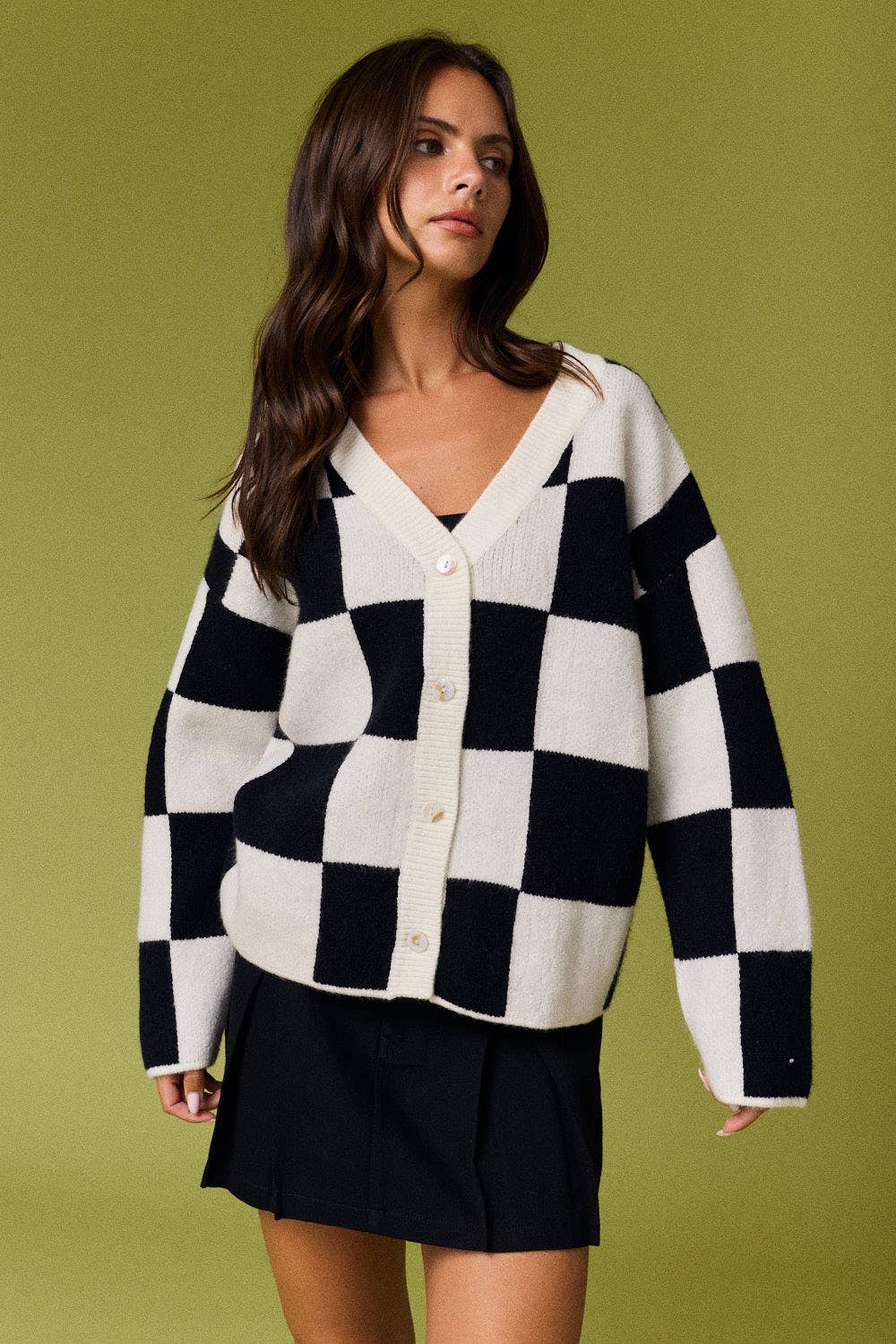 Brooke Campus Cardigan: BLACK/WHITE