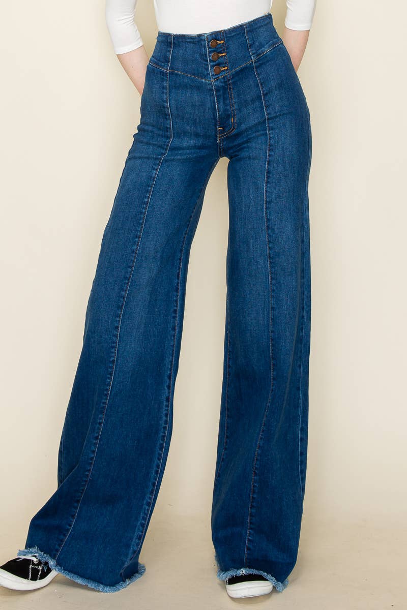 Wide Leg Denim Jeans in Medium Wash