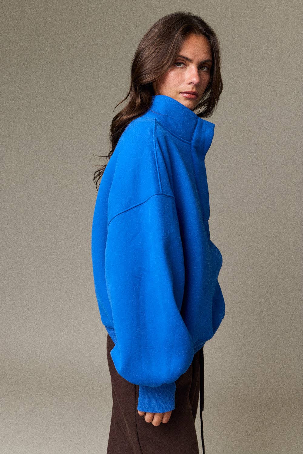 Half Button-Up Relaxed Fit Pullover