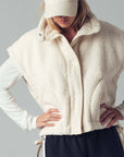 Quilted Collar Boxy Sherpa Vest: BLACK