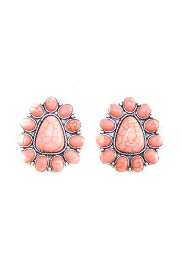 WESTERN CONCHO POST EARRINGS: TURQUOISE