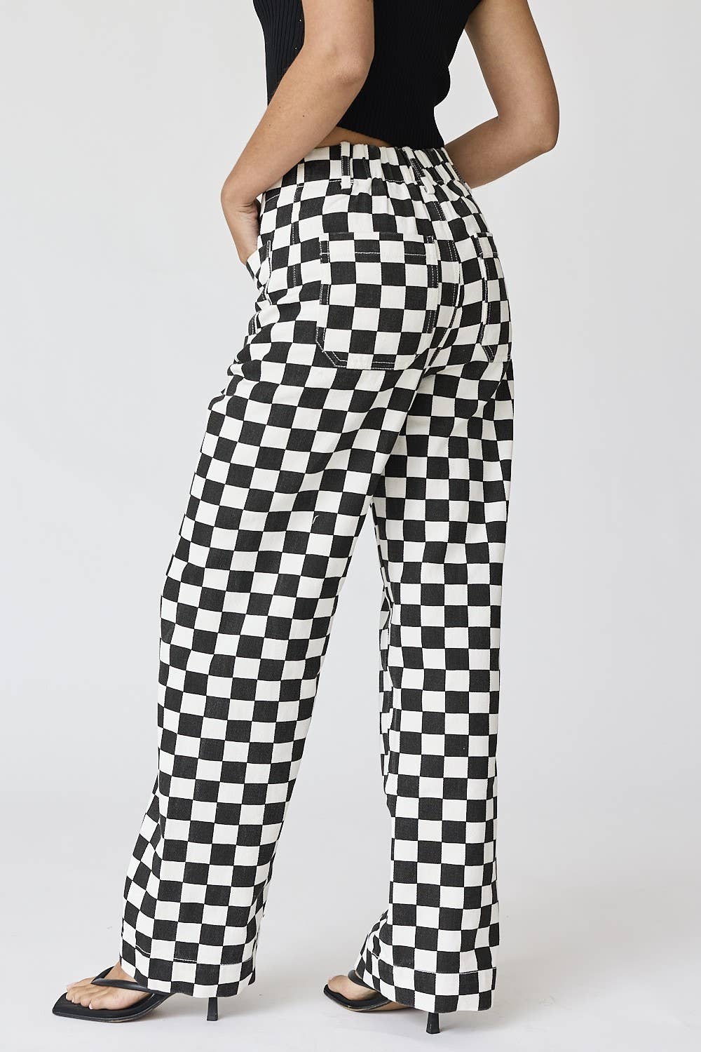 PP16140-4 - Demi Checkered Bottoms w Elastic Band: Black