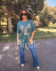 Faux Rhinestone Duck Graphic Tee on Blue Spruce