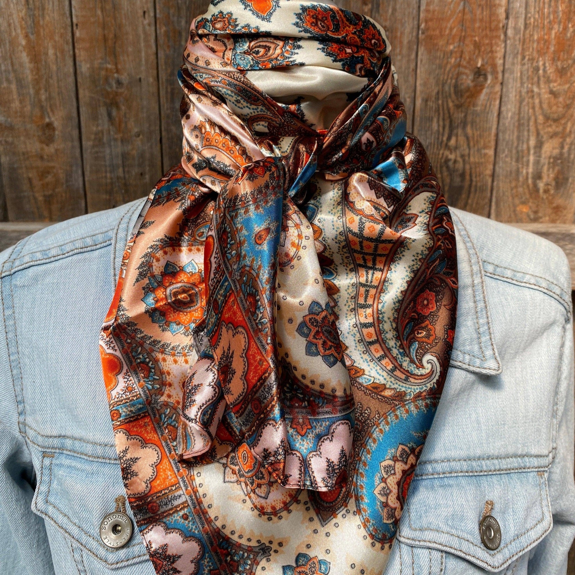 Tan &amp; Cream Paisley Wild Rag