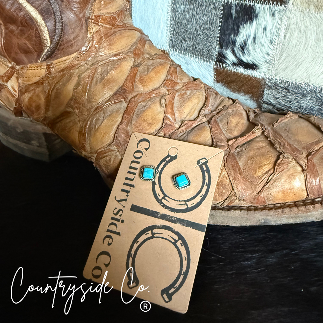 Turquoise Square Stud  Earrings