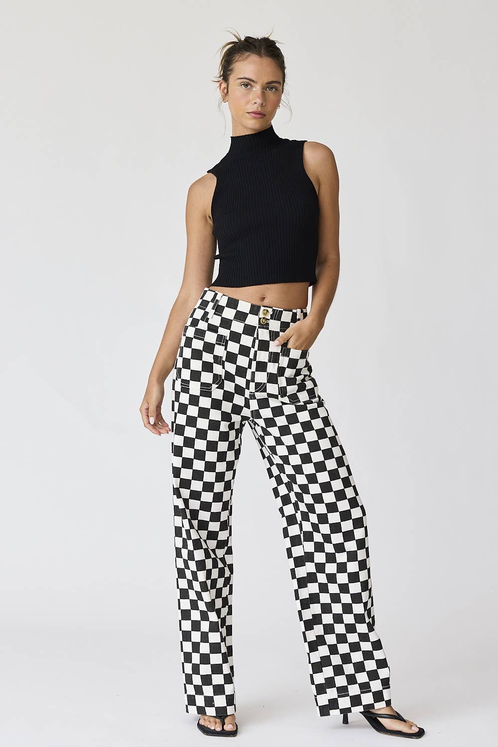 PP16140-4 - Demi Checkered Bottoms w Elastic Band: Black
