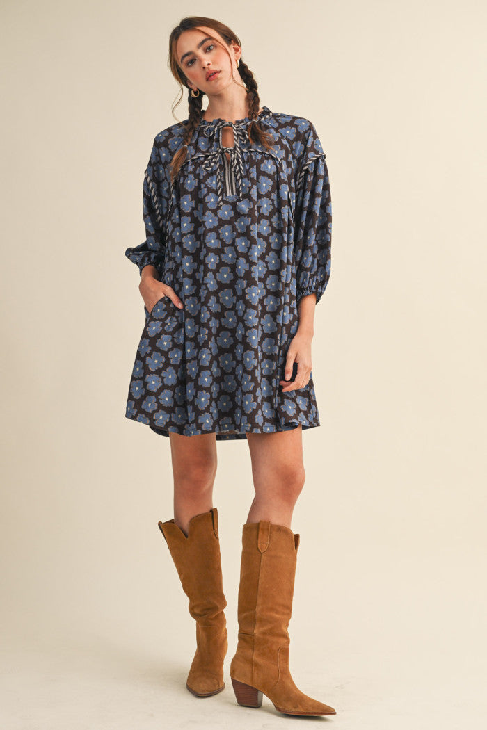 Brown/Blue Floral Dress