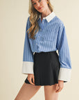 Sky Blue Striped Collard Shirt