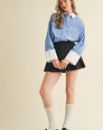 Sky Blue Striped Collard Shirt