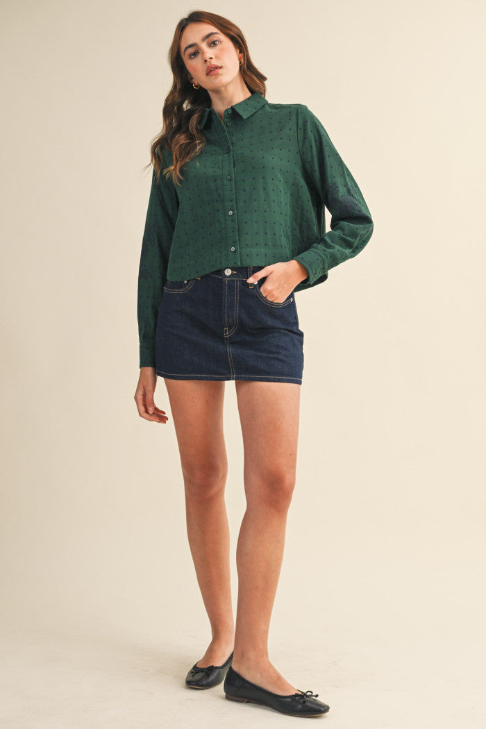 Hunter Green Polka Dot Floral Shirt